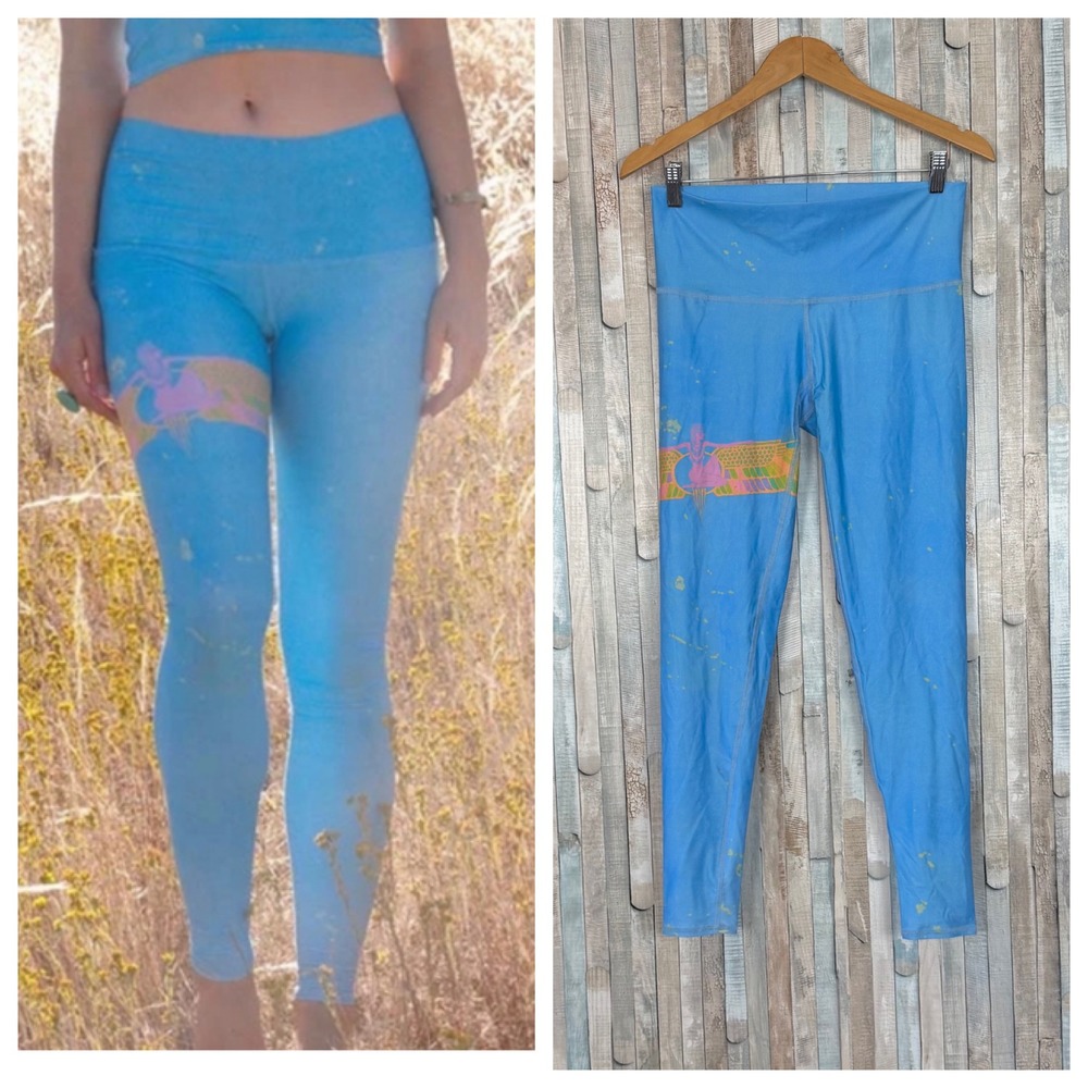 Teeki Rainbow Priestess Hot‎ Pant Blue High Waist Yoga Tight Leggings L Recycled